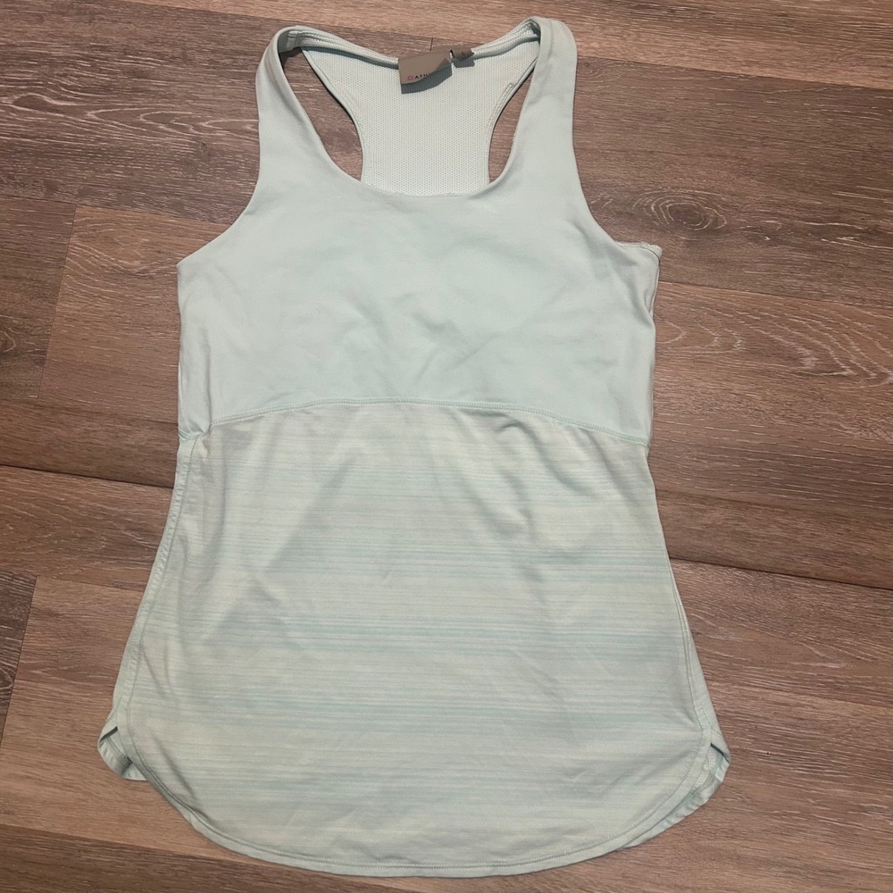 Athleta‎ Tank Top Athletic Racerback Built-In Bra Shelf Side Zip Pocket Small